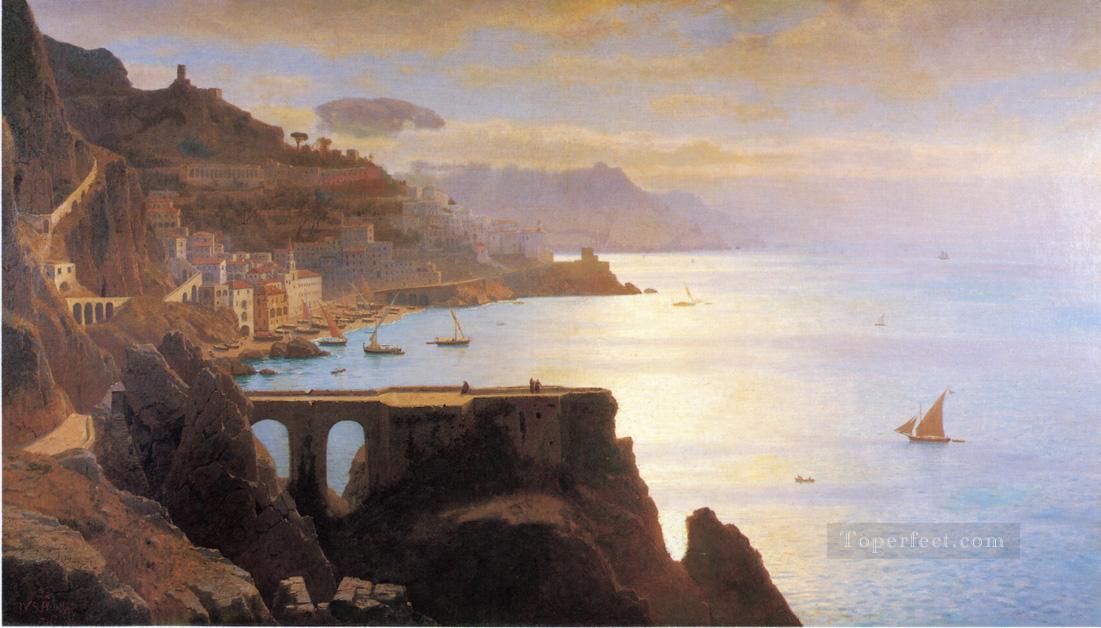 Amalfi Coast scenery Luminism William Stanley Haseltine Oil Paintings